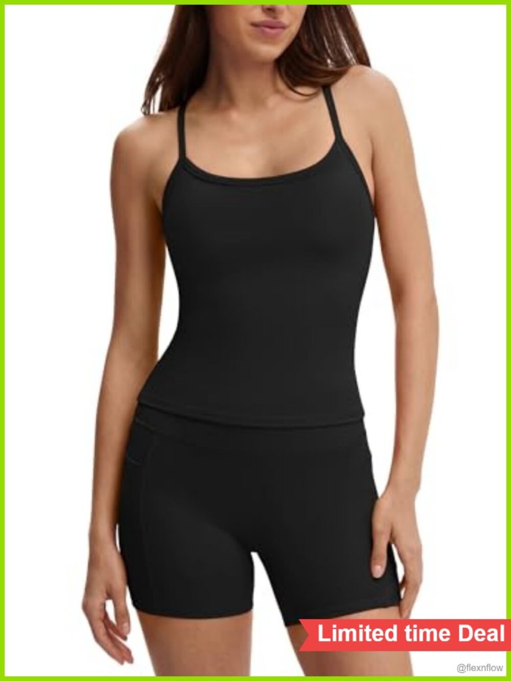 Women 2 Piece Workout Set Padded Tank Top & Biker Shorts Activewear